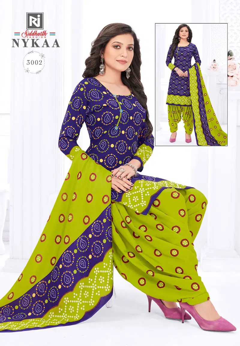 Siddharth Nykaa 3 Printed Cotton Casual Daily Wear Dress Material Collection